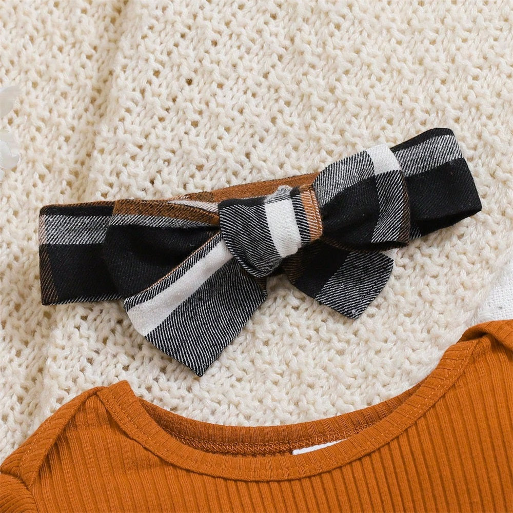 4PCS Fashion Plaid Print Long Sleeve Baby Set