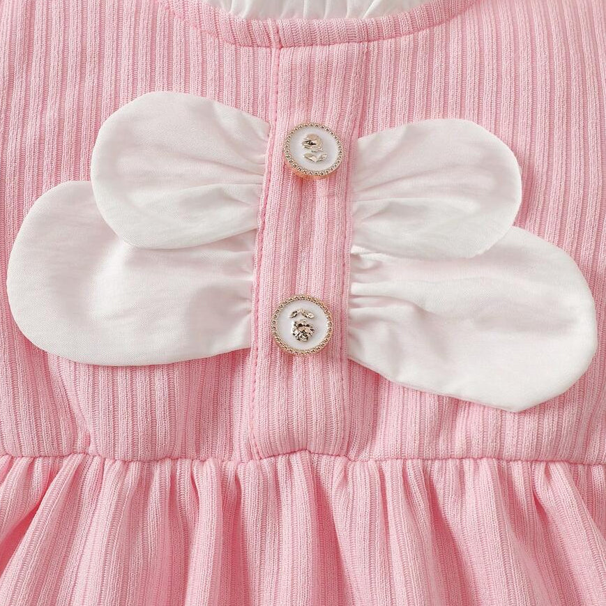 2PCS Lovely Solid Color Ruffles Decoration Baby Romper
