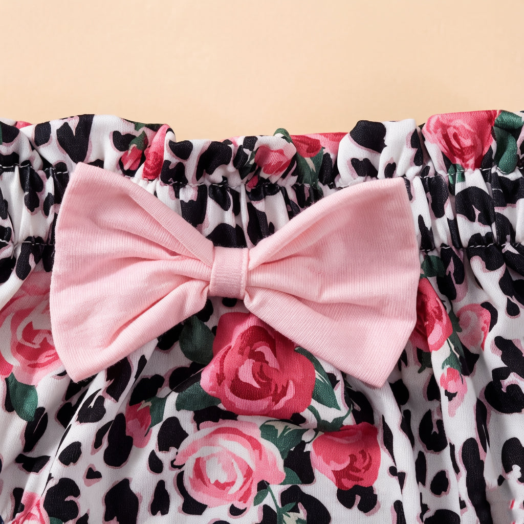 3PCS Adorable Daddy's Girl Letter Floral Print Flutter Sleeve Baby Set