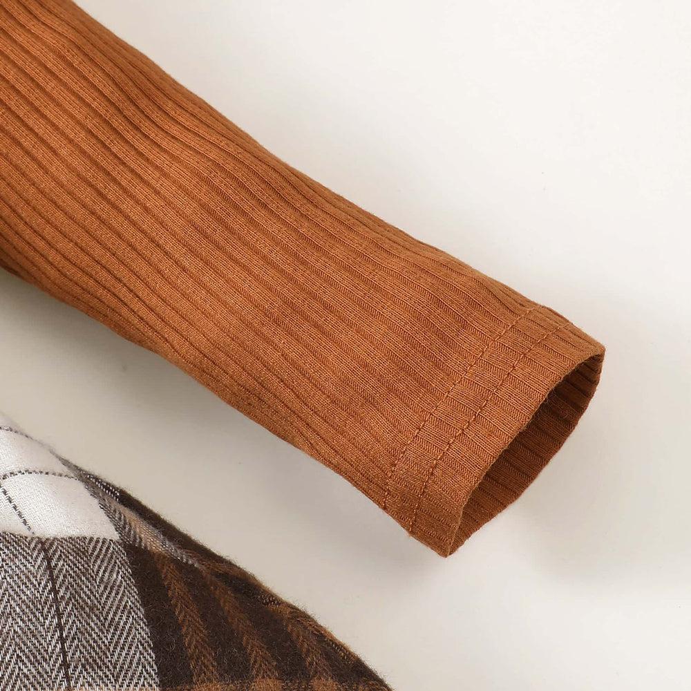 3PCS Timeless Plaid Print Baby Romper With Hat