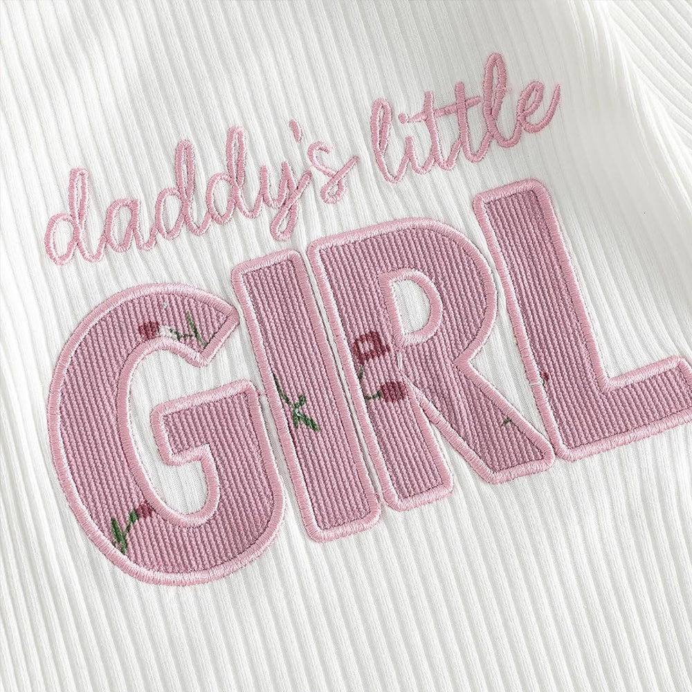 3PCS Refined Daddy's Little Girl Letter Floral Print Baby Set
