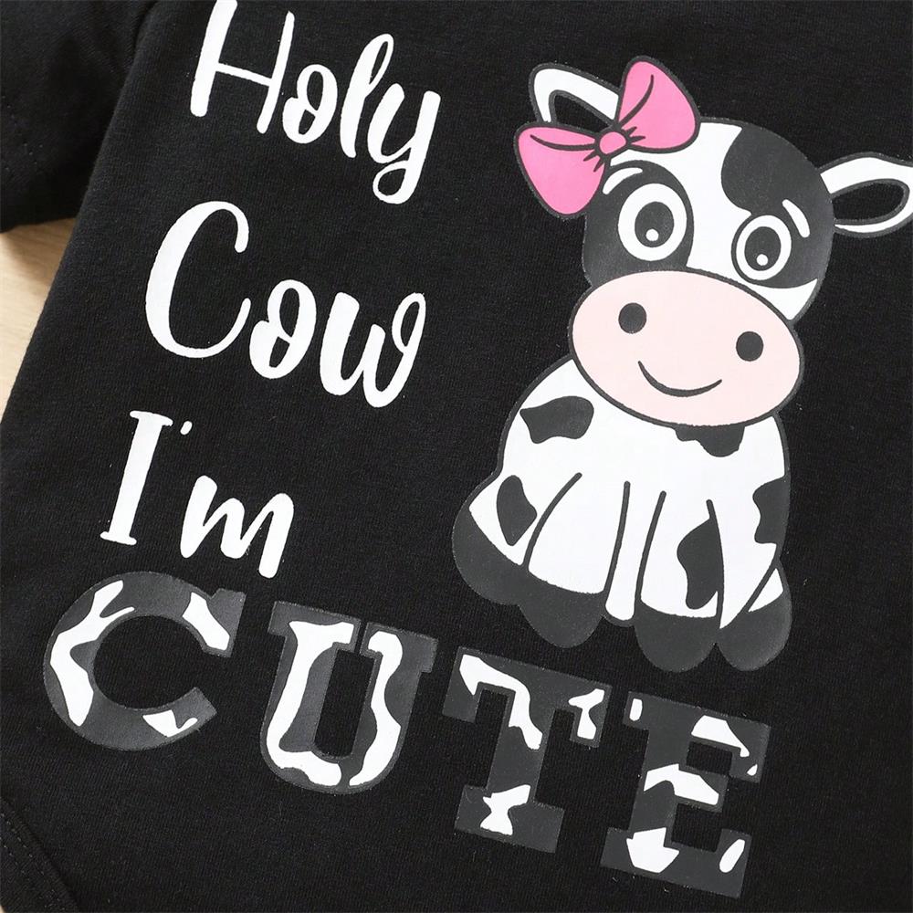 3PCS Holy Cow I'm Cute Letter Printed Baby Set