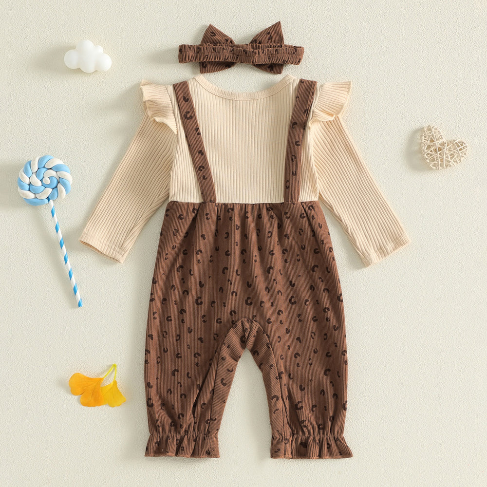 2PCS Classy Leopard Print Baby Girl Jumpsuit