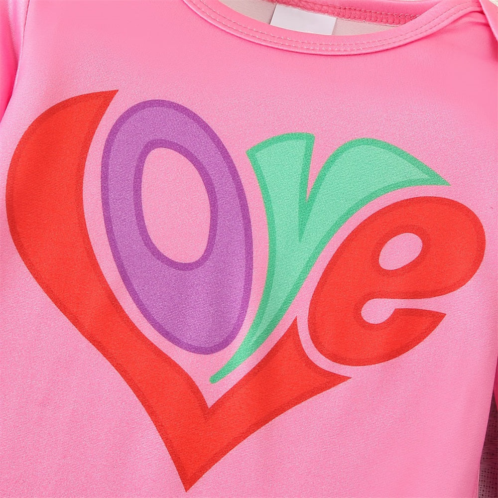 3PCS Cute Love Letter Heart Print Long Sleeve Baby Set