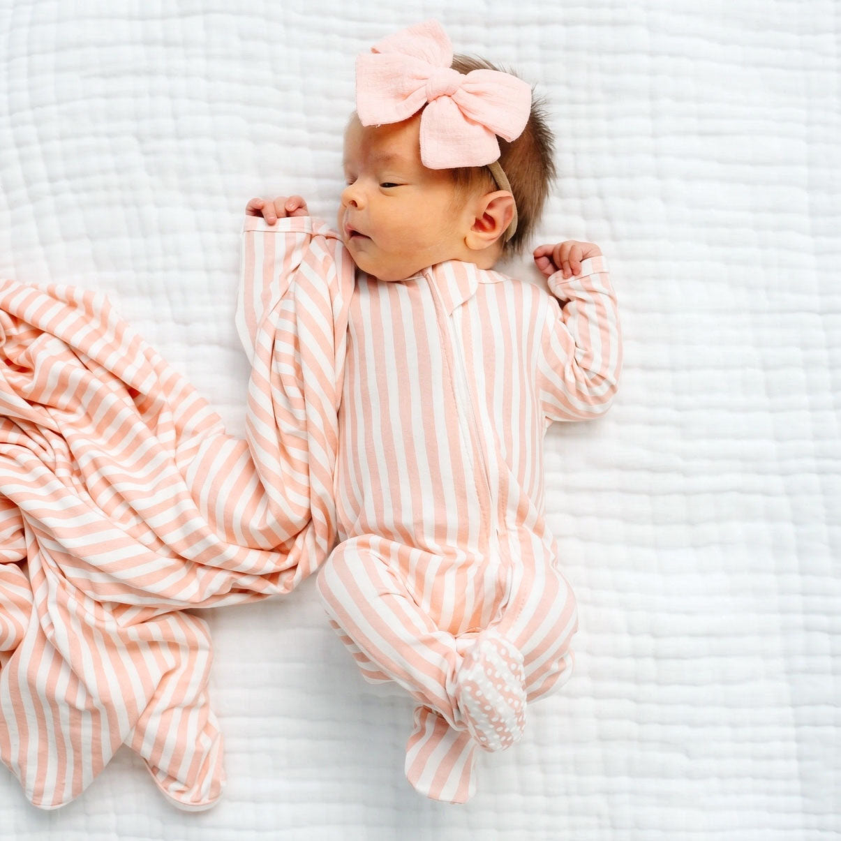 Cozy Stripe Printed Zipper Long Sleeve Baby Jumpsuit