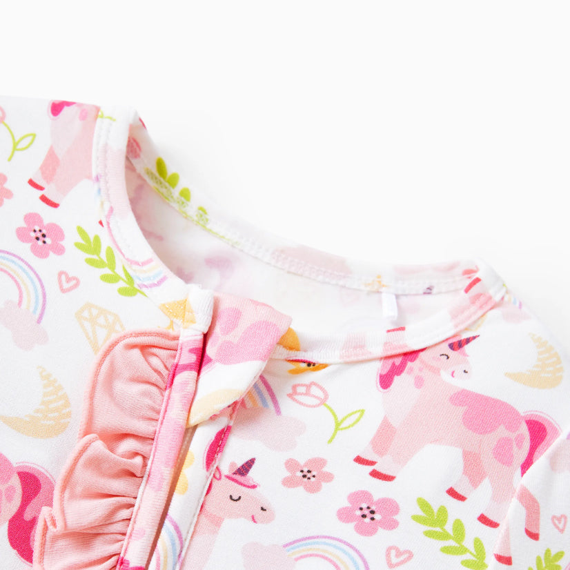 2PCS Grace Pony Printed Zipper Bamboo Viscose Baby Jumpsuit