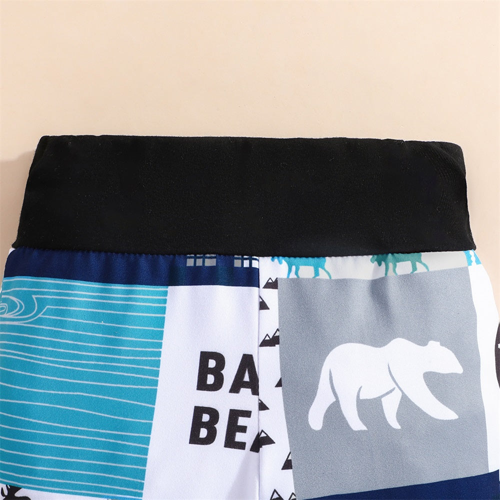 3PCS Cute Bear Print Long Sleeve Baby Set