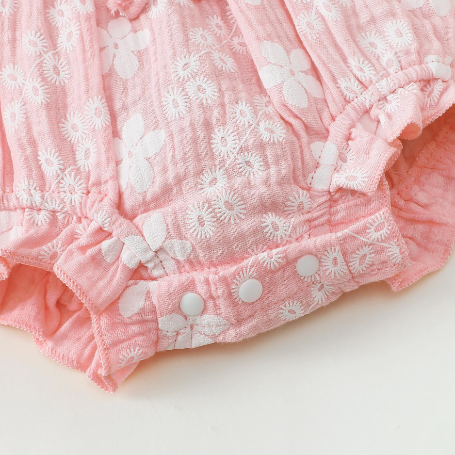2PCS Summer Floral Printed Sleeveless Baby Romper