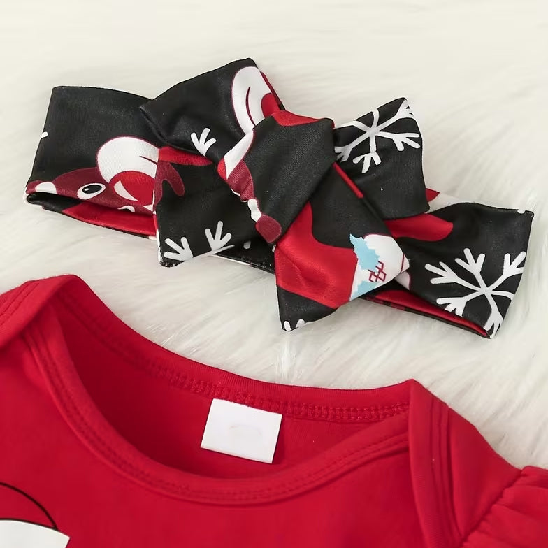 3PCS Santa Baby Letter Reindeer Christmas Socks Printed Baby Girl Set