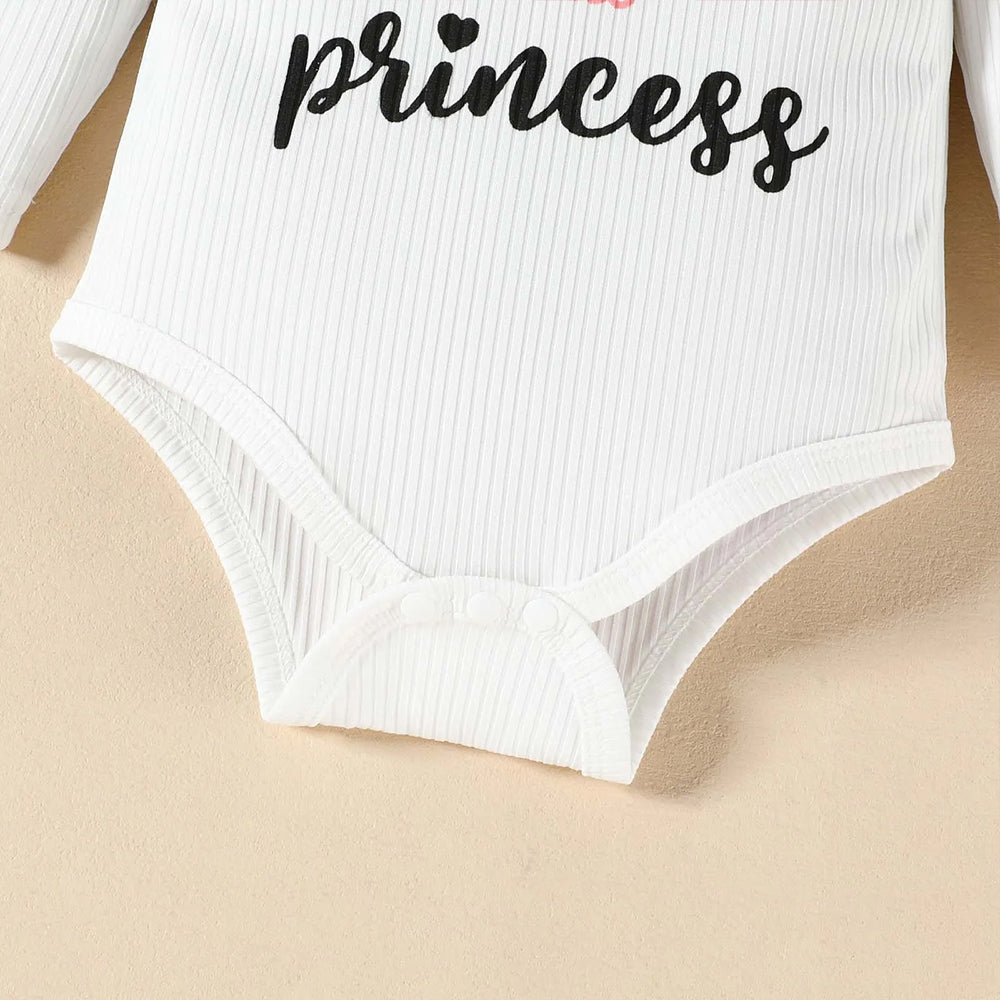 3PCS Daddy's Little Princess Letter Heart Printed Baby Set