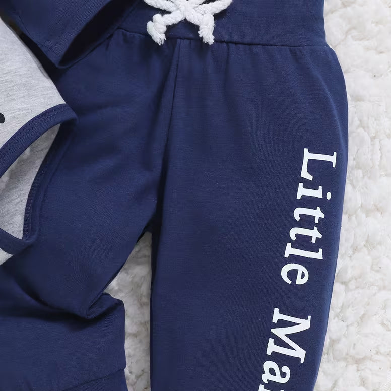 3PCS Daddy and Me Best Buddies for Life Letter Print Baby Set