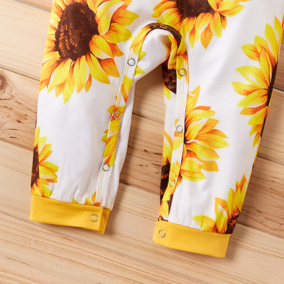 Mono de bebé con estampado de girasoles, 2 piezas