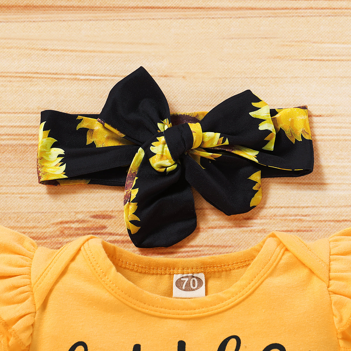 3PCS Little Miss Sassy Pants Sunflower Printed Baby Set
