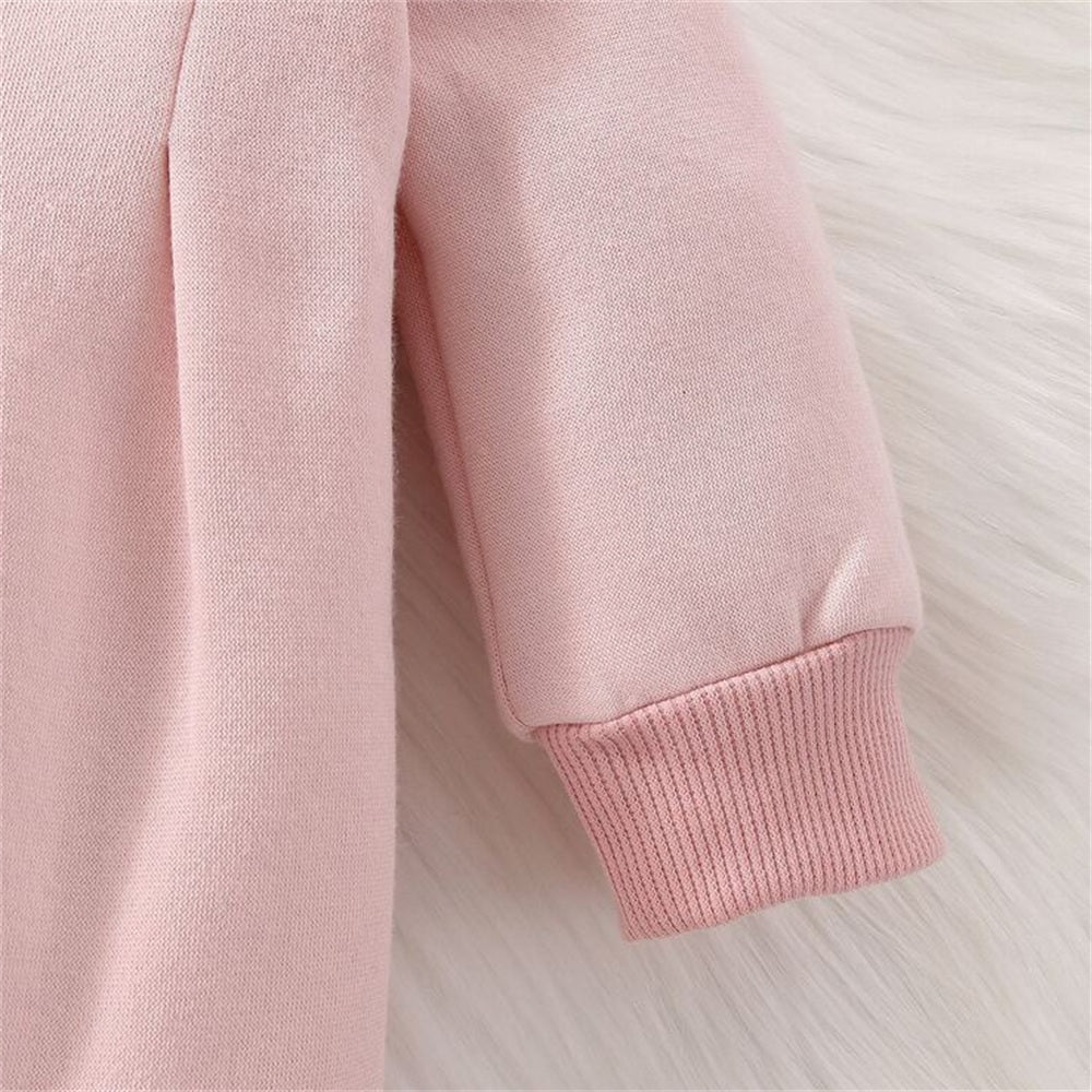 2PCS Lovely Solid Color Bow Embroidery Baby Jumpsuit