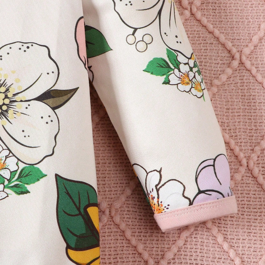 Fashion Floral Print Long Sleeve Baby Jumpsuit