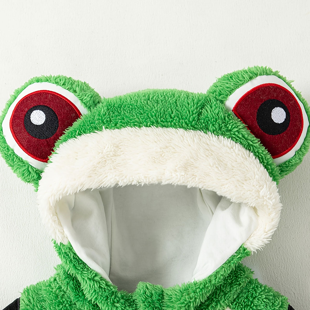 3D Fuzzy Frog Design Zipper Hoodie Baby Jumpsuit
