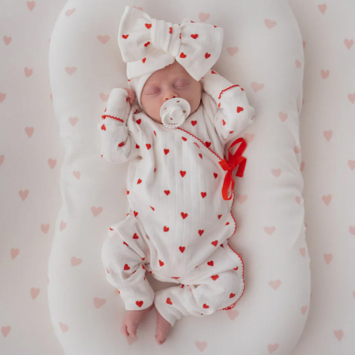 2PCS Lovely Heart Print Knit Long Sleeve Baby Jumpsuit