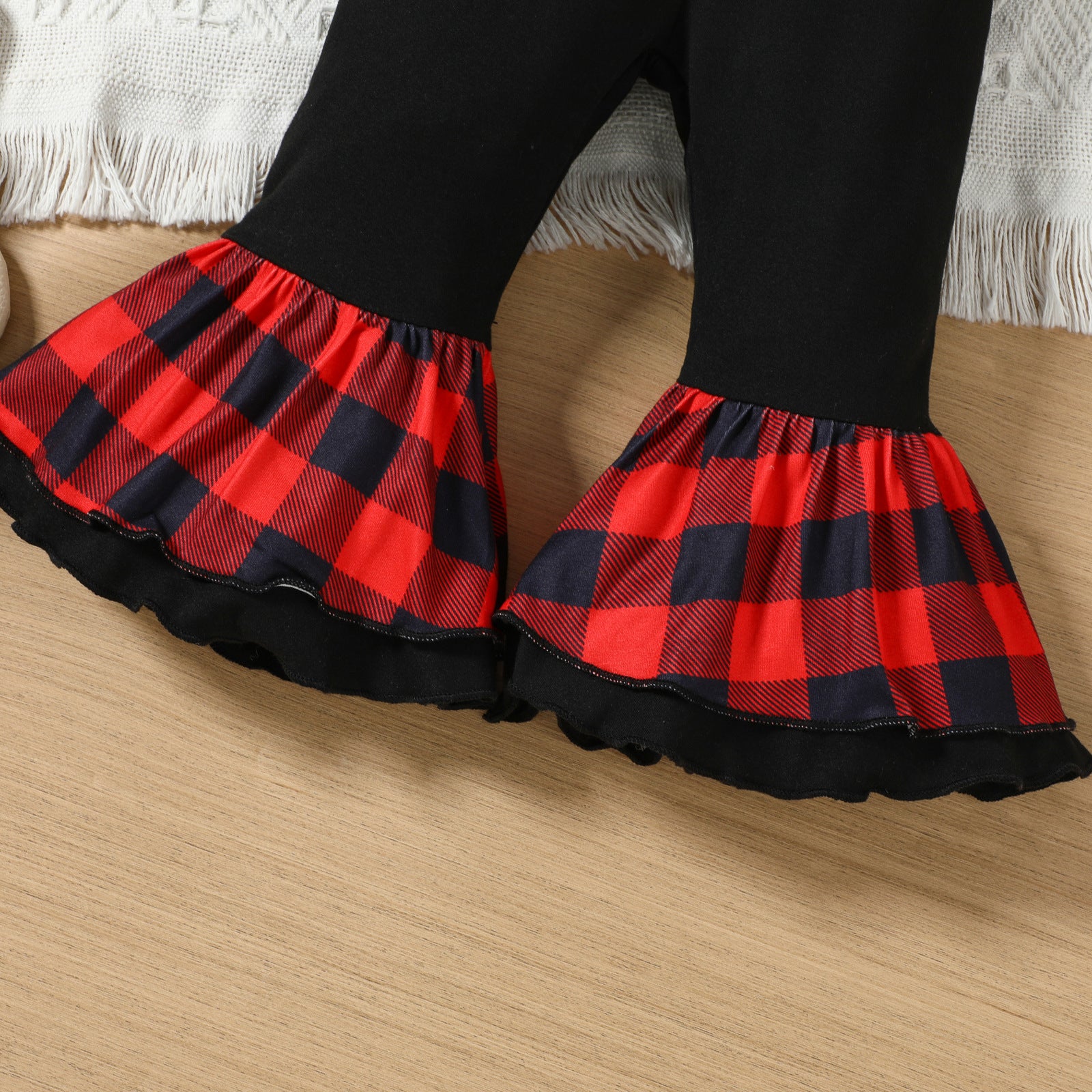 3PCS My First Christmas Letter Plaid Deer Printed Baby Set