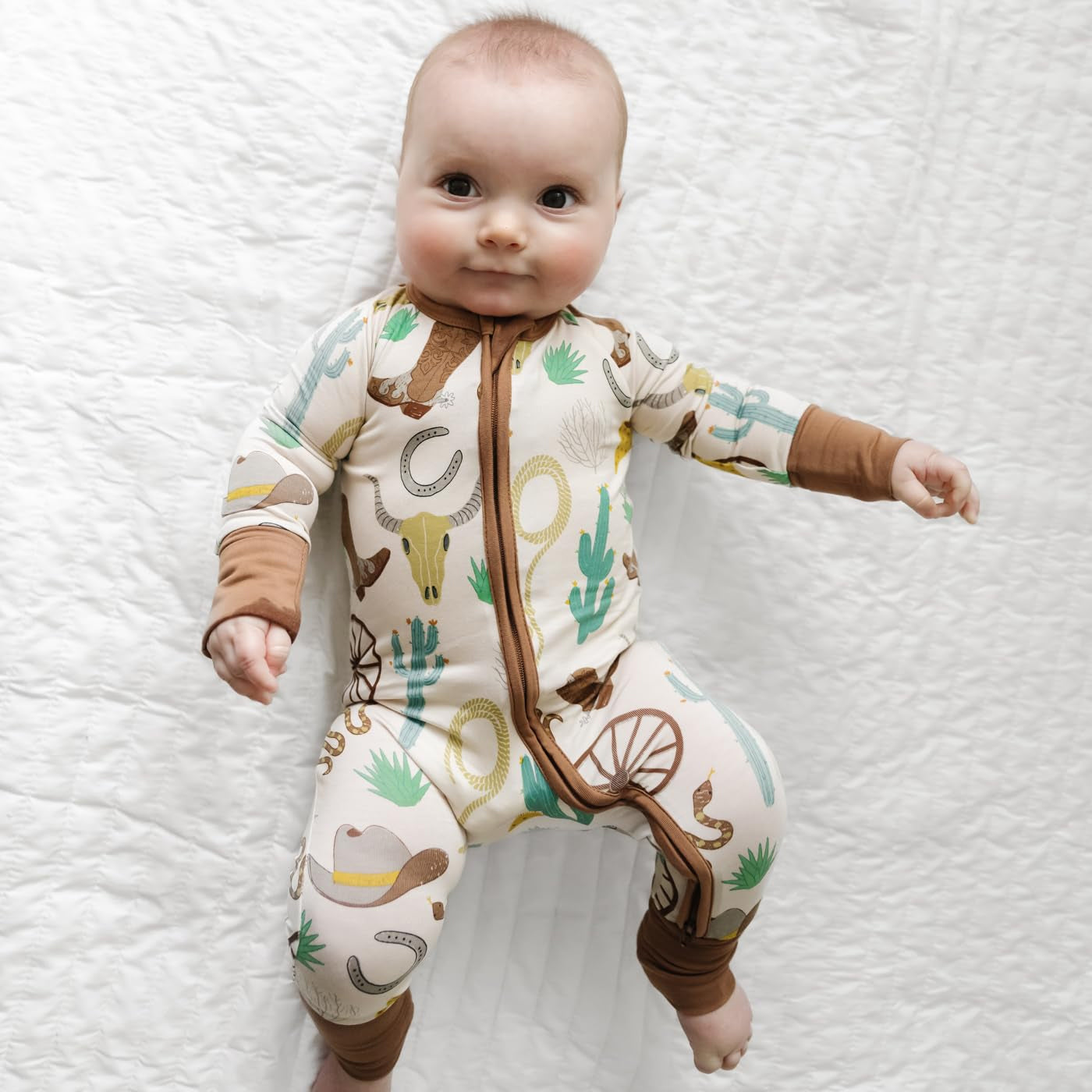 Desert West Elements Printed Zipper Bamboo Viscose Baby Jumpsuit