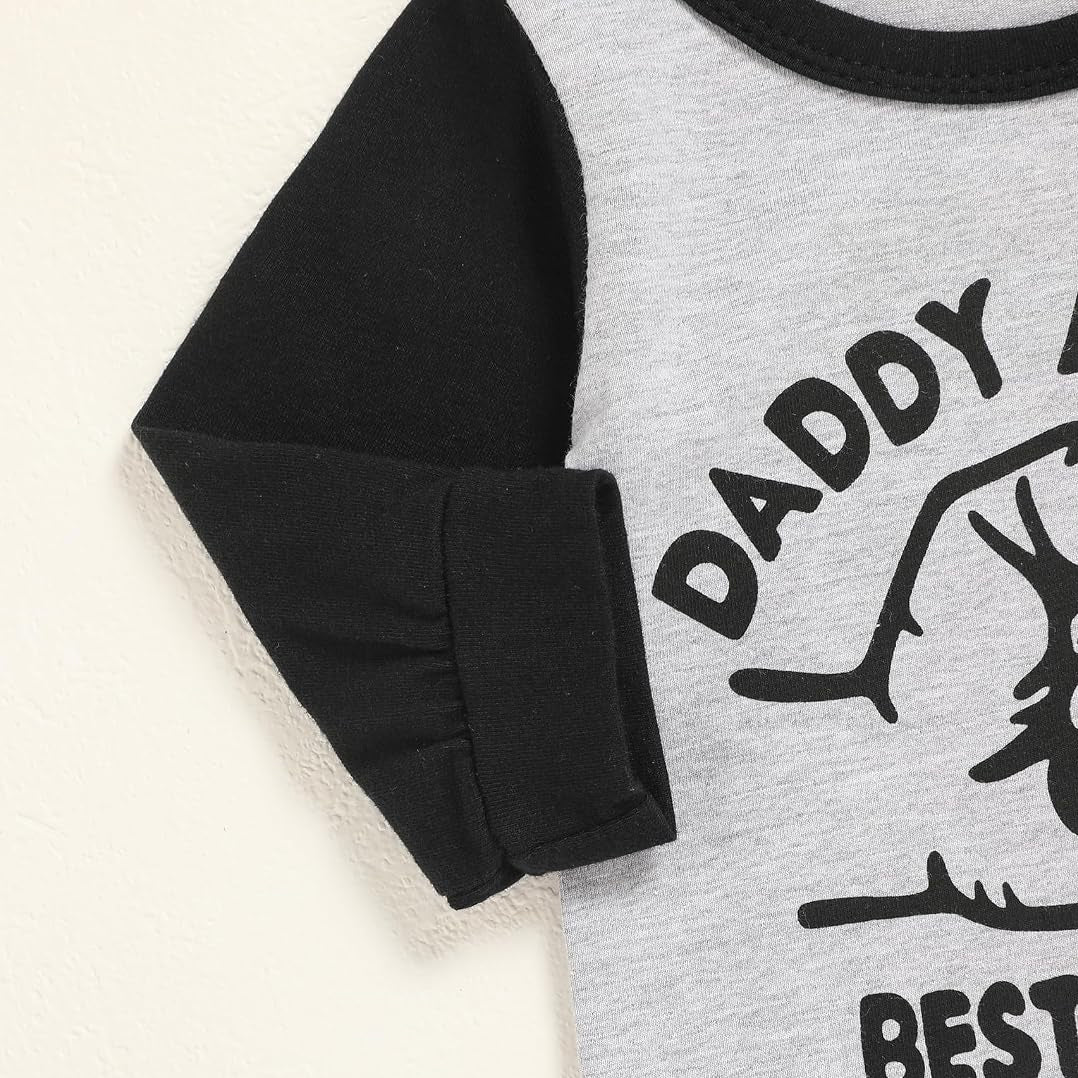 2PCS Casual Daddy and Me Letter Printed Long Sleeve Baby Jumpsuit