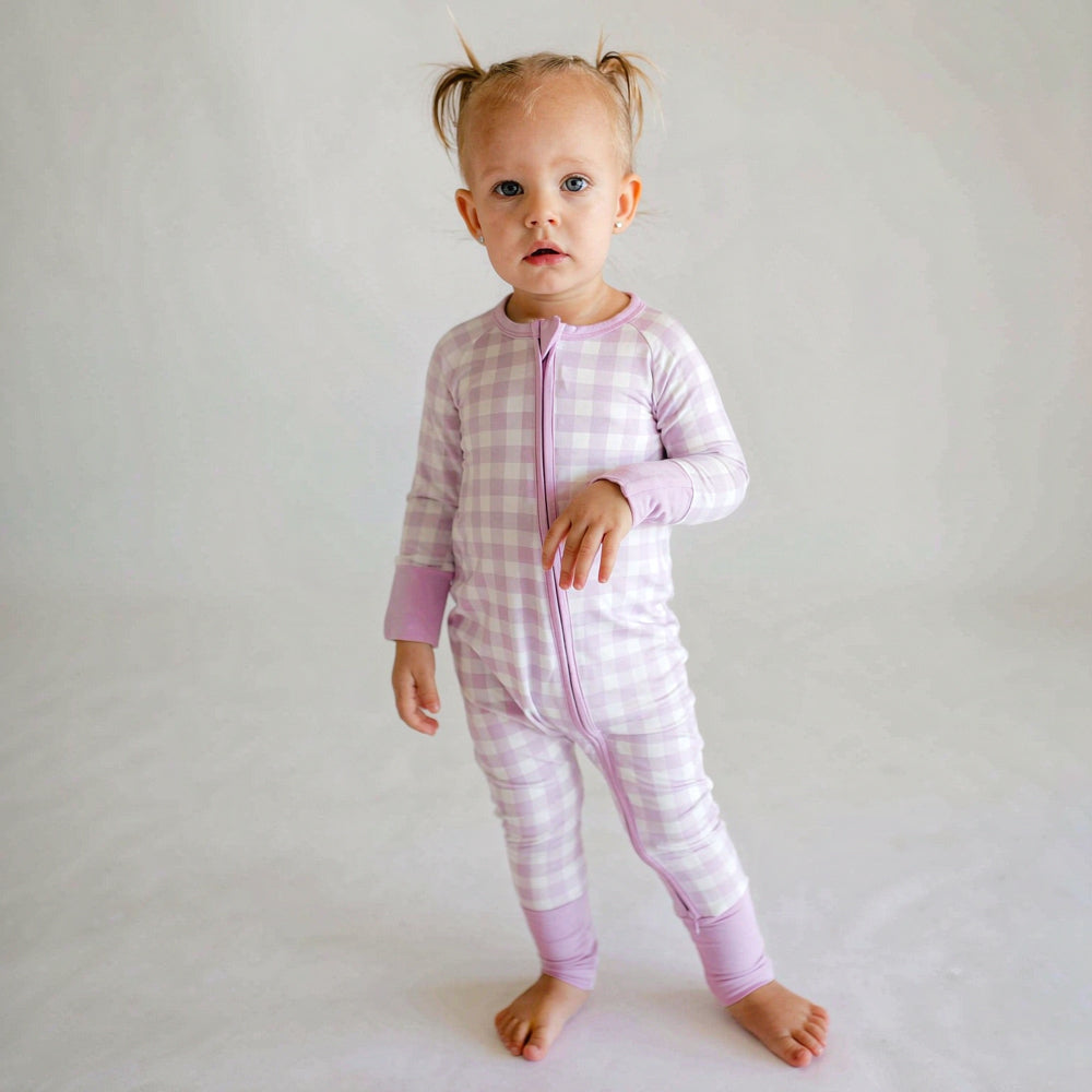 2PCS Classic Plaid Printed Long Sleeve Zipper Baby Jumpsuit