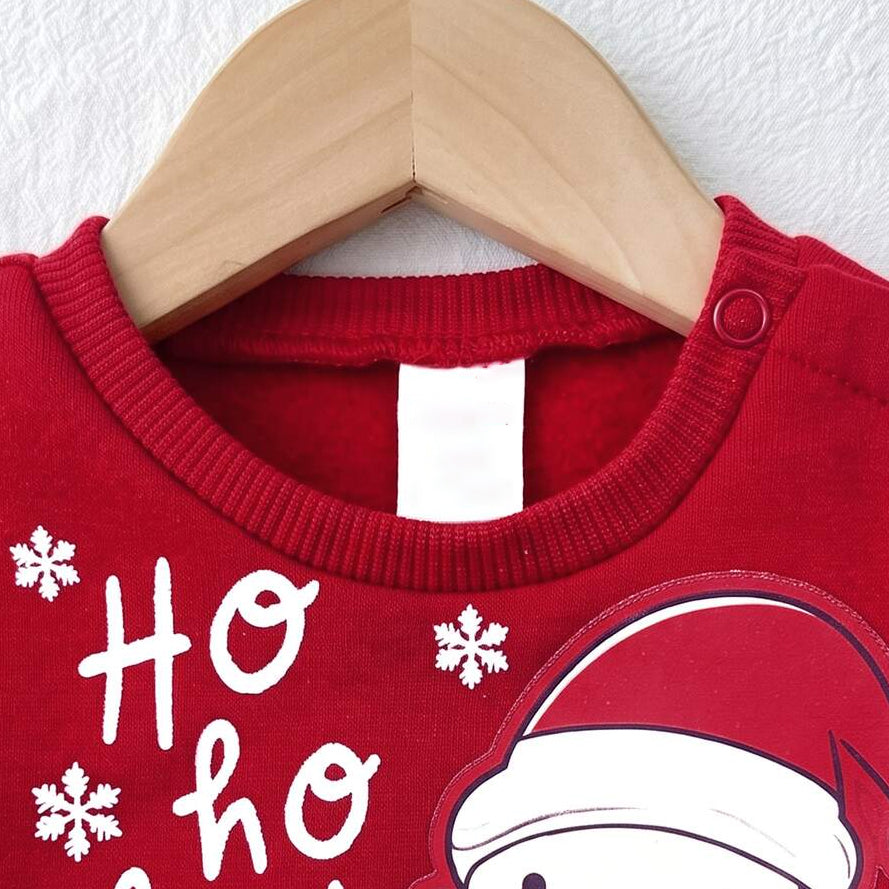2PCS Ho Ho Ho Letter Santa Claus Stripe Print Long Sleeve Baby Set