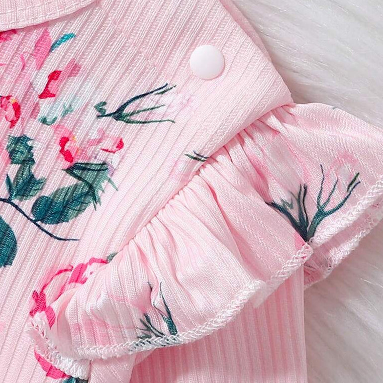 2PCS Delightful Floral Print Long Sleeve Baby Girl Set