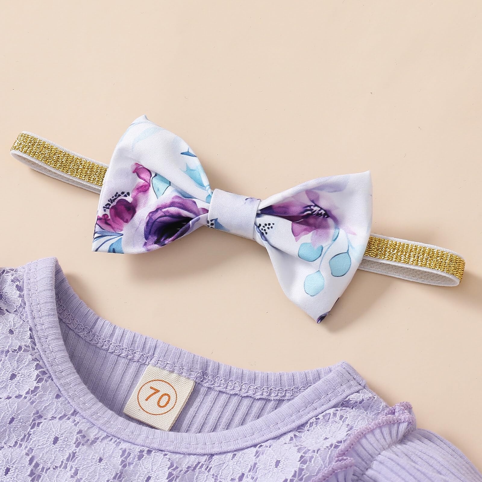 3PCS Graceful Floral Printed Long Sleeve Baby Set