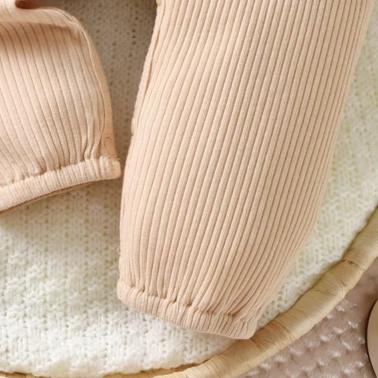 2PCS Comfy Solid Color Bowknot Long Sleeve Baby Jumpsuit