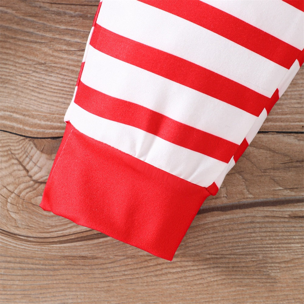 3PCS Little Love Letter Print Striped Short Sleeve Baby Set