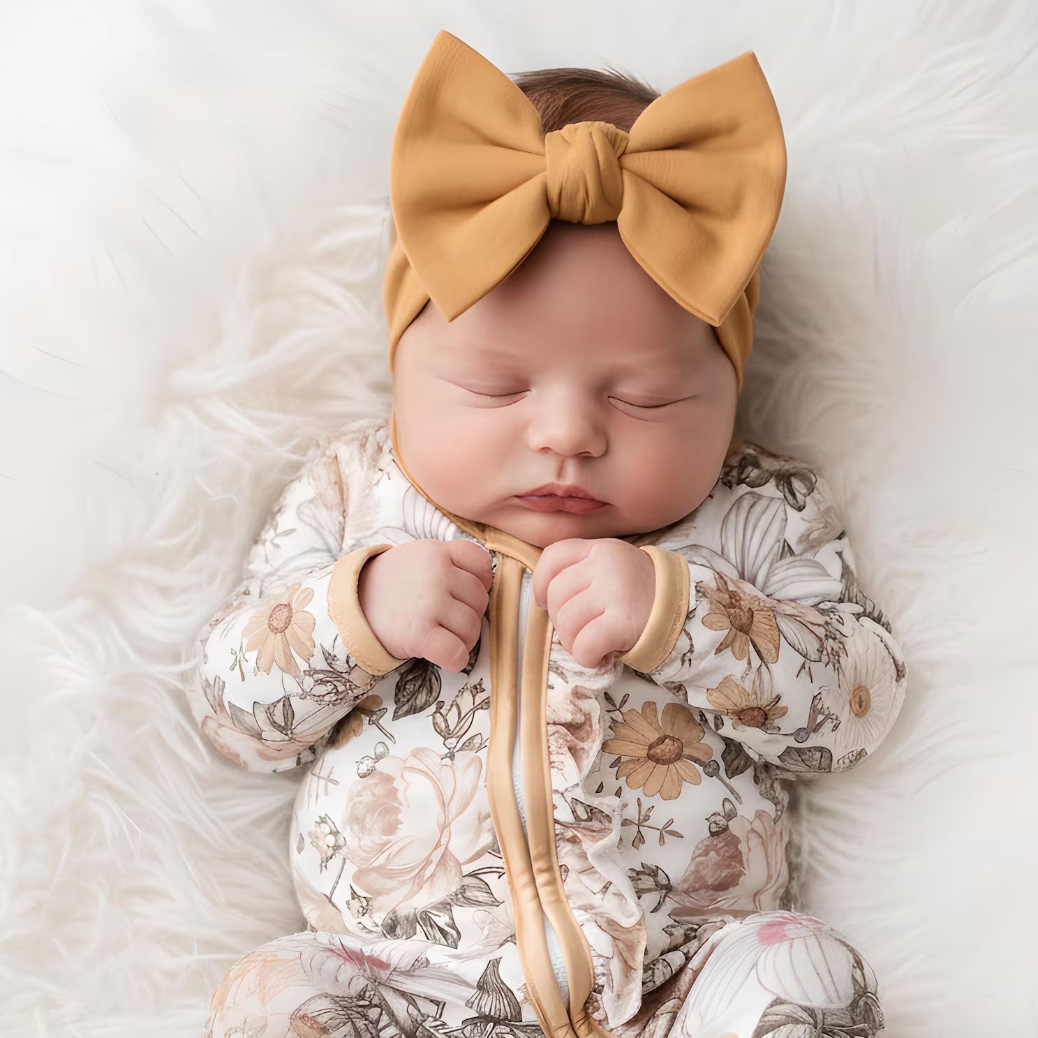 Elegant Floral Print Long Sleeve Baby Zipper Jumpsuit