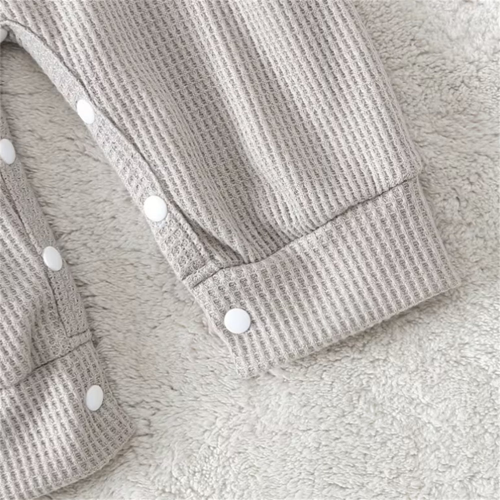 2PCS Daddy's Boy Letter Printed Waffle Long Sleeve Baby Jumpsuit