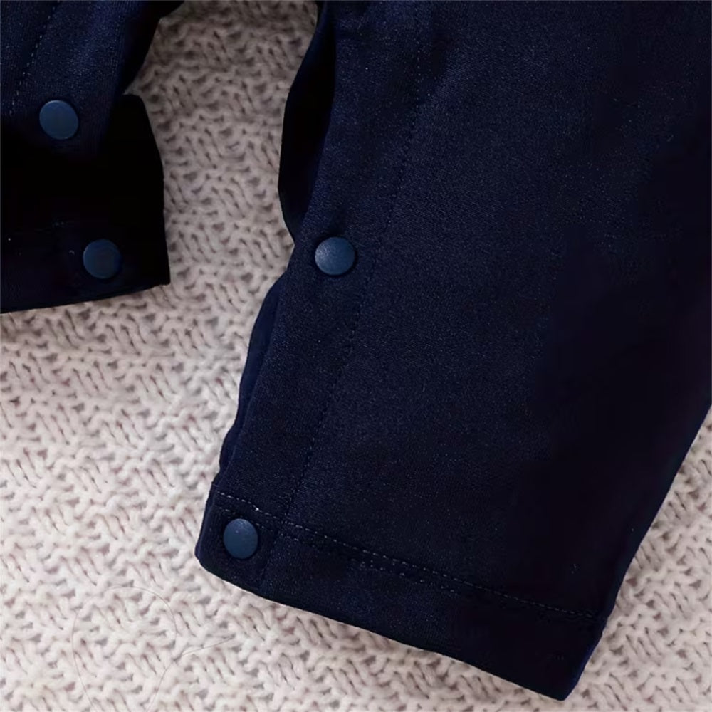 2PCS Cute Elephant Print Striped Long Sleeve Baby Jumpsuit