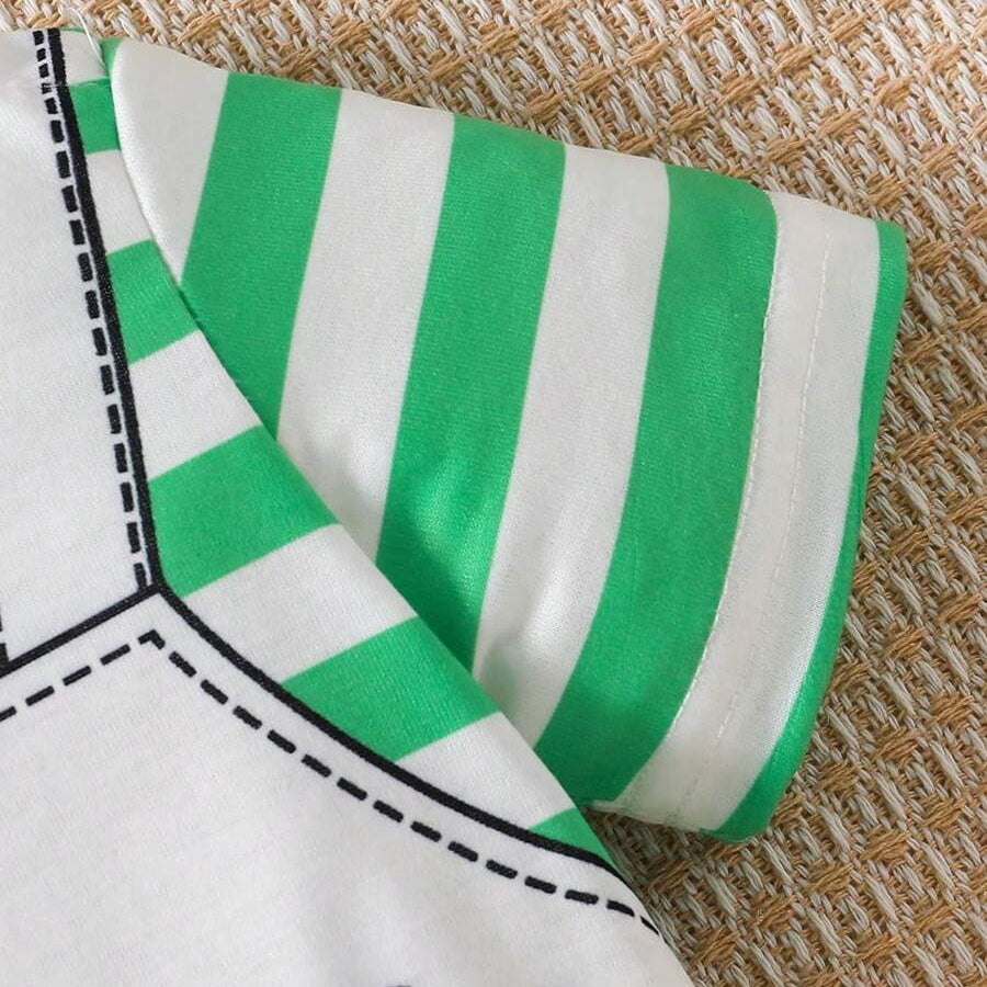 Casual Animal Print Striped Short Sleeve Jumpsuit