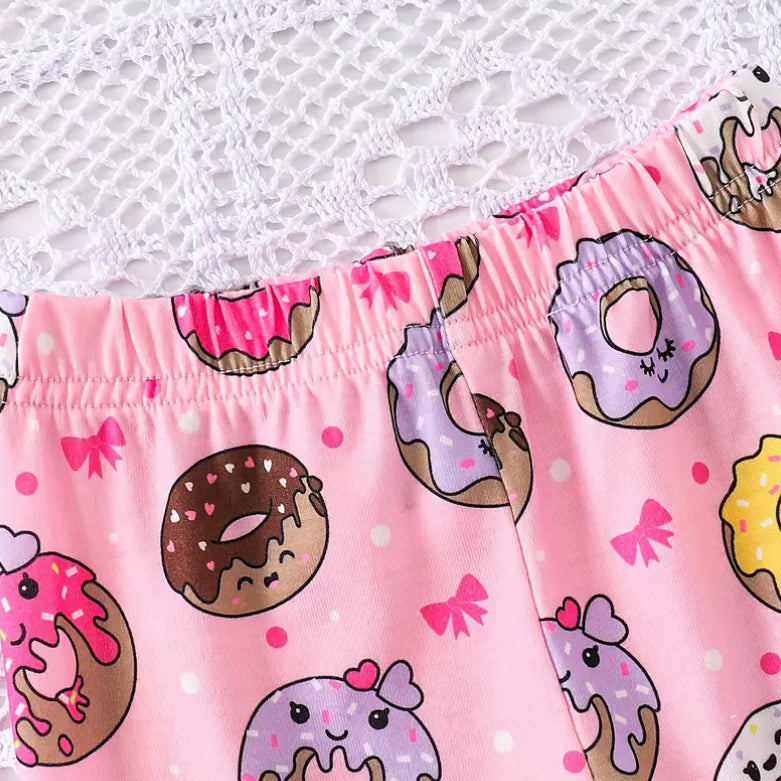 3PCS Happy Donuts Letter Printed Short Sleeve Baby Set