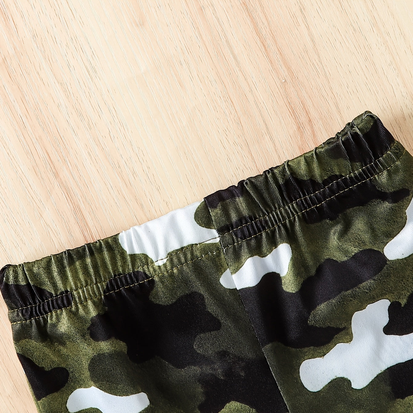 3PCS Cool Mama's Boy Letter Camo Print Short Sleeve Baby Set