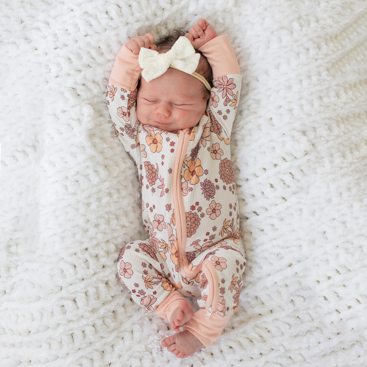 Gorgeous Floral Print Ruffle Zipper Baby Jumpsuit