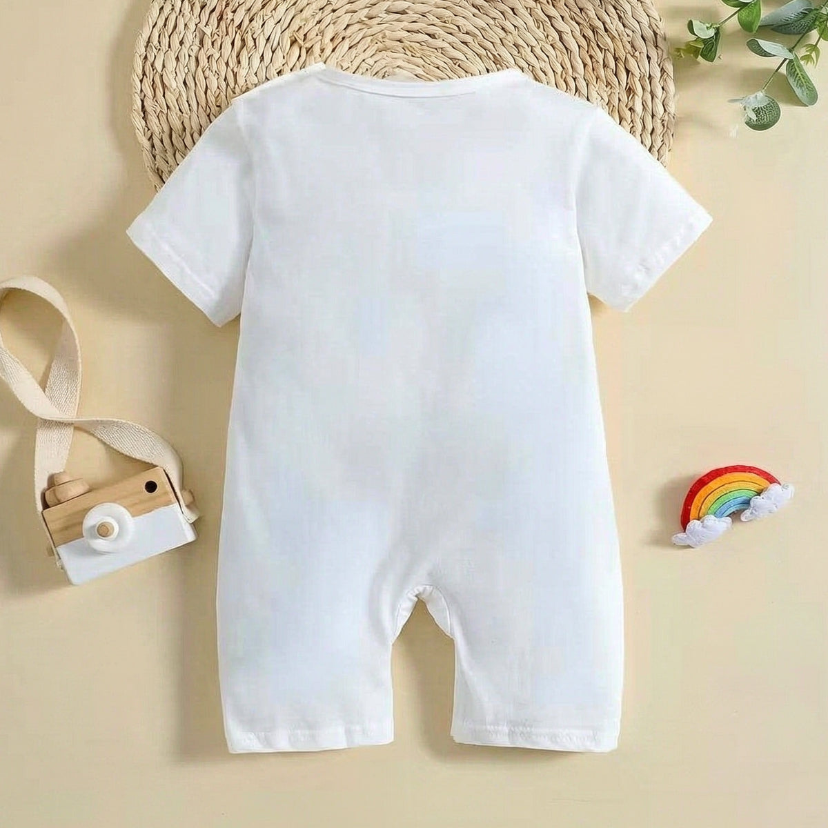Casual Mommy is My Bestie Letter Printed Short Sleeve Baby Jumpsuit
