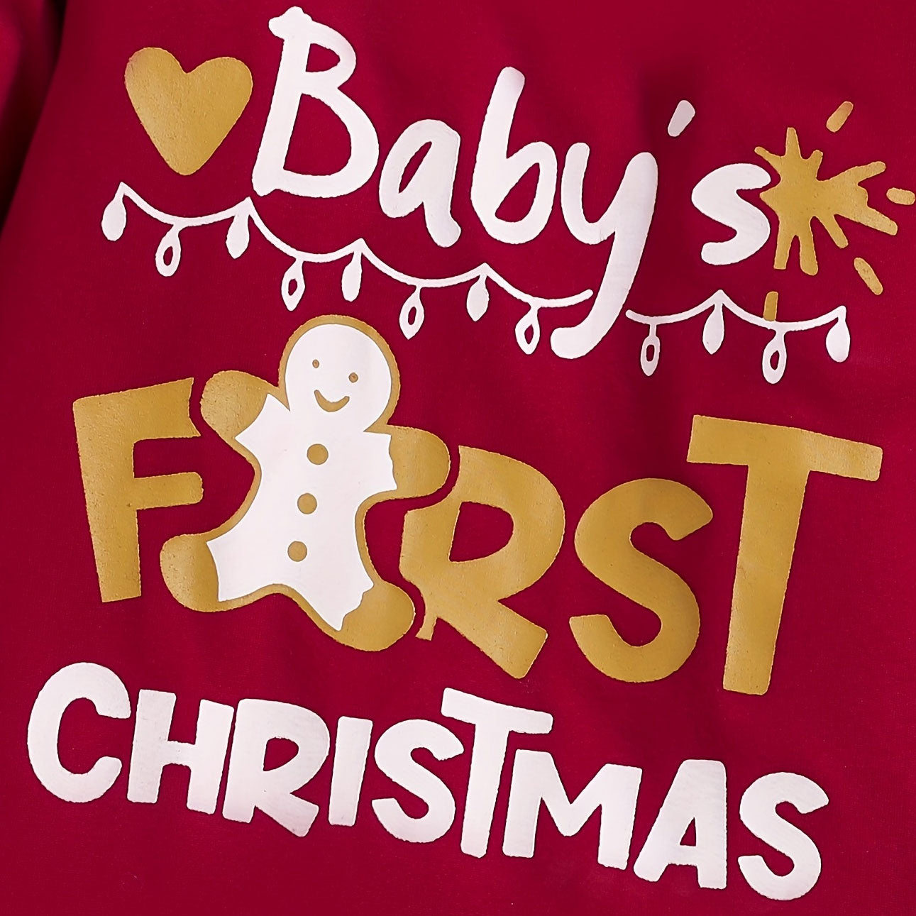 2PCS Baby First Christmas Letter Gingerbread Print Long Sleeve Baby Set