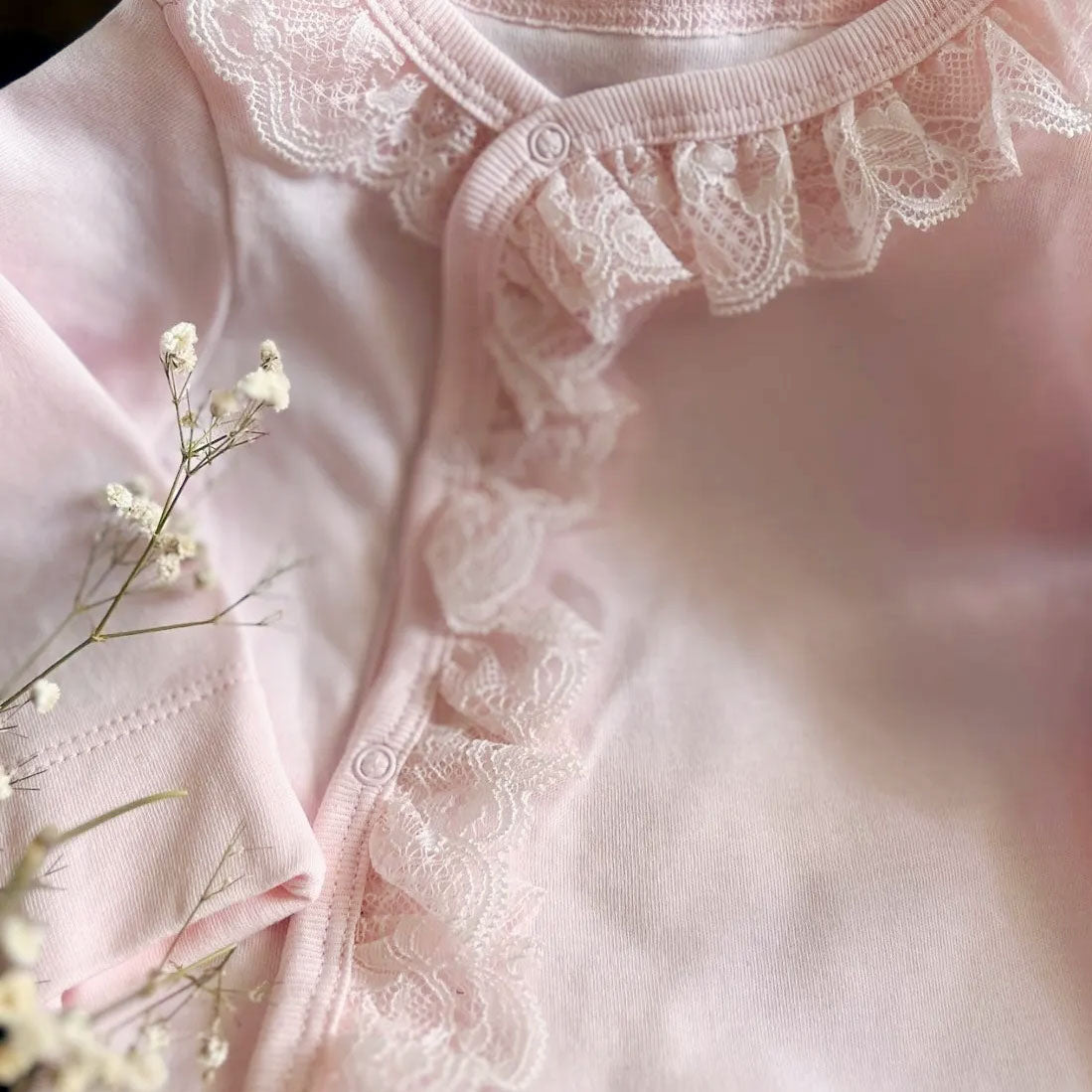 2PCS Pure Solid Color Long Sleeve Lace Baby Girl Jumpsuit