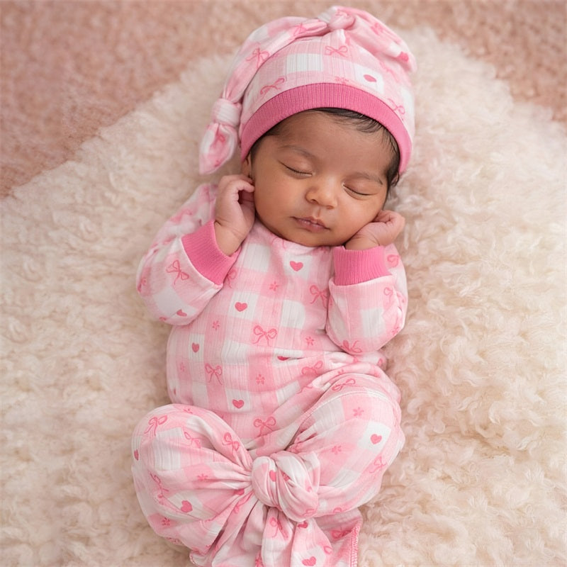 2PCS Sweet Plaid Printed Long Sleeve Baby Sleeping Bag