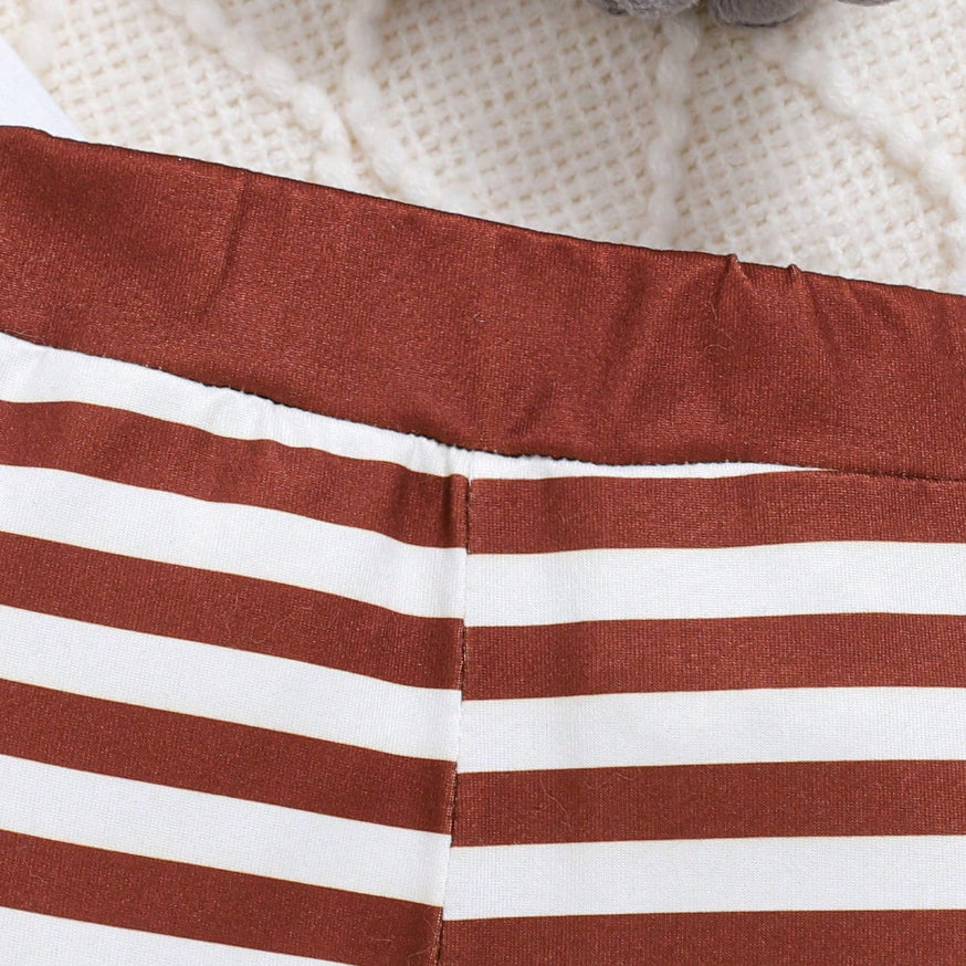 3PCS Comfy Elephant Stripe Printed Short Sleeve Baby Set