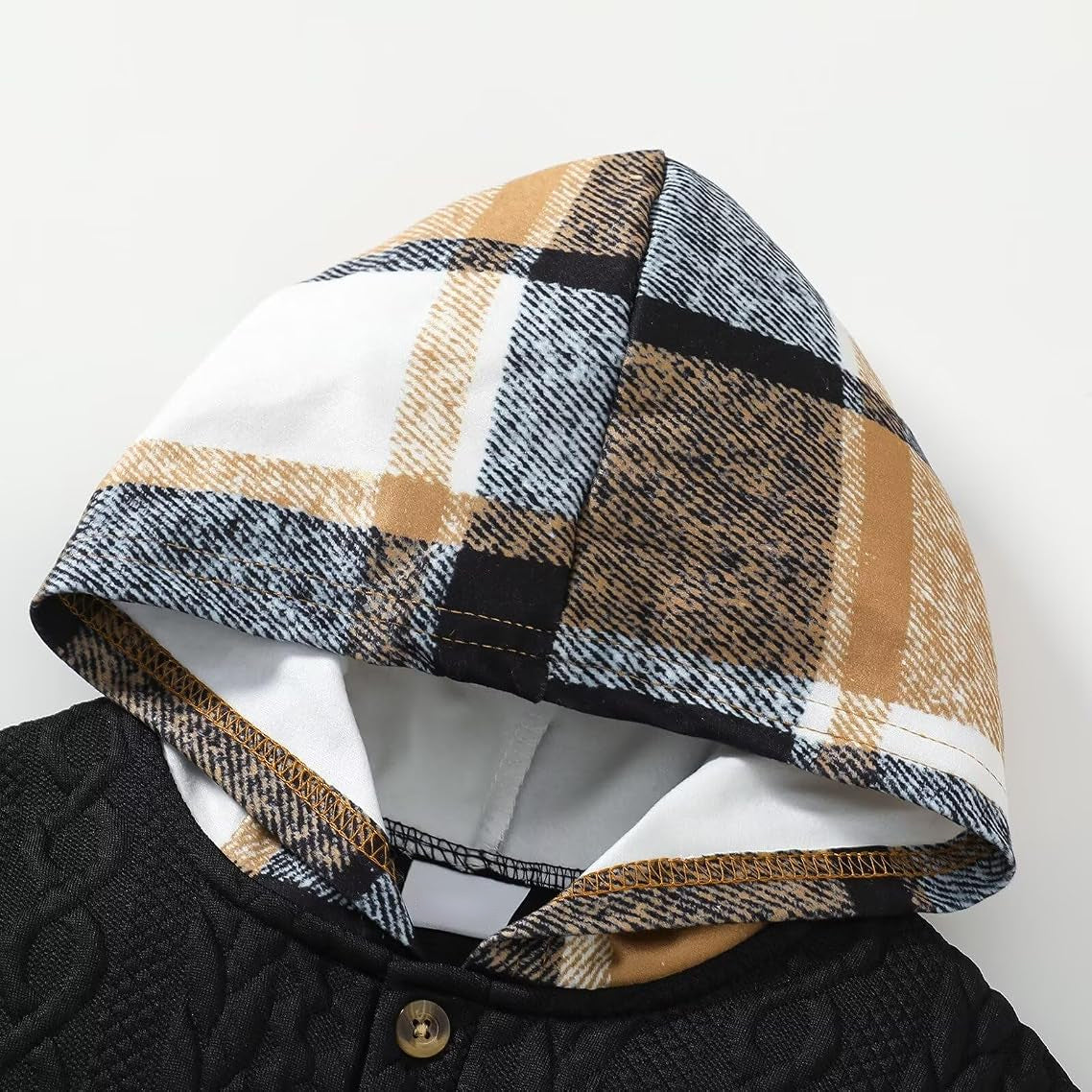 2PCS Chic Plaid Print Long Sleeve Hoodie Baby Boy Set