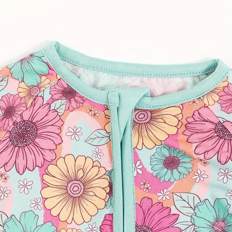 Grace Floral Printed Zipper Bamboo Viscose Baby Jumpsuit