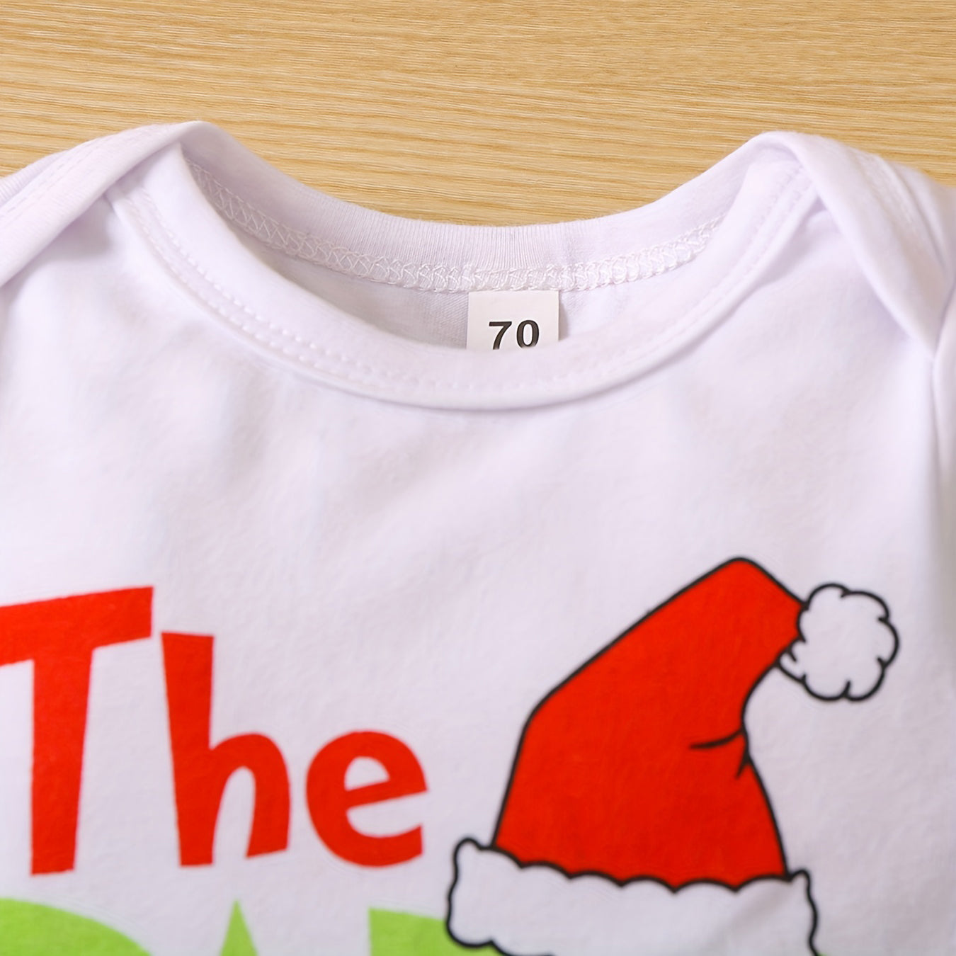 Ensemble pour bébé pelucheux imprimé lettre de Noël adorable 2 pièces