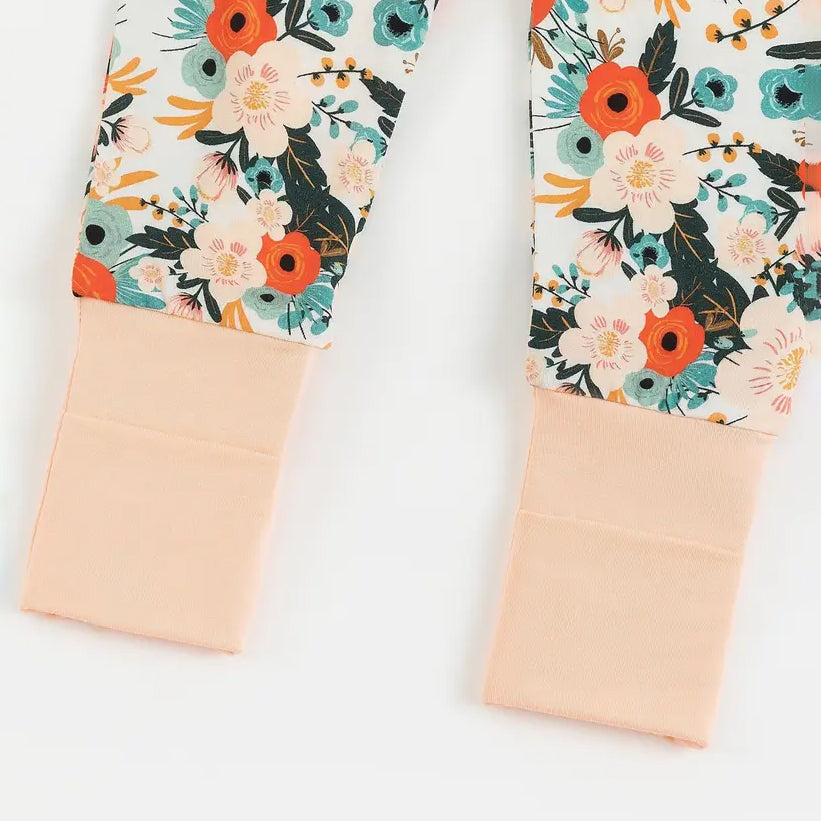 Elephant Floral Printed Zipper Bamboo Viscose Baby Jumpsuit