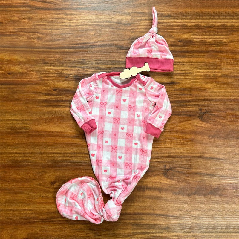 2PCS Sweet Plaid Printed Long Sleeve Baby Sleeping Bag