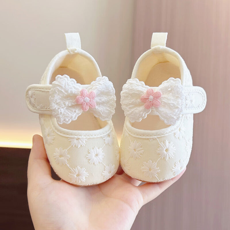 Sweet Bow Floral Lace Decor Soft Sole Baby Shoes