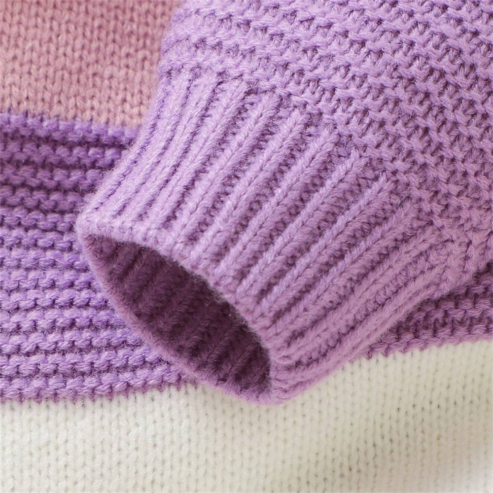 Comfy Solid Color Patchwork Knit Sweater Baby Jumpsuit