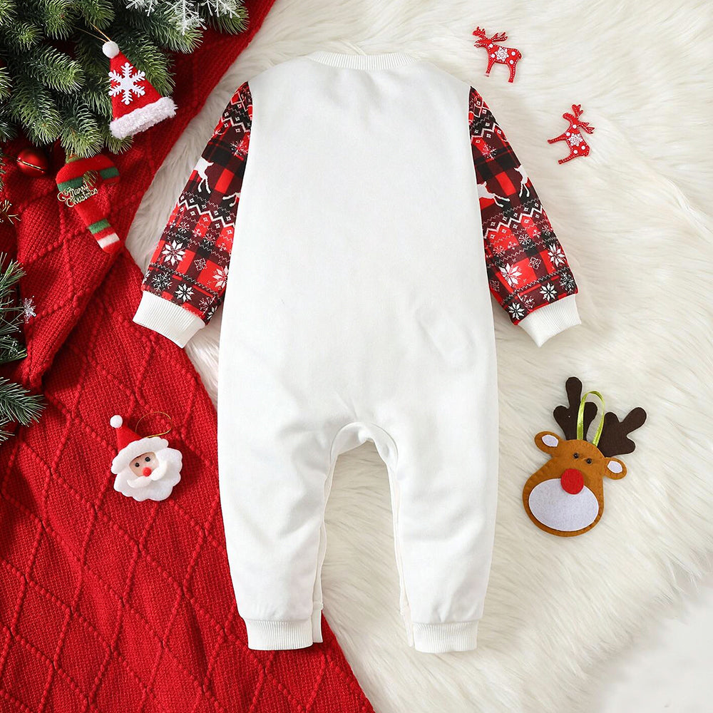 Casual Wapiti Print Long Sleeve Christmas Baby Jumpsuit
